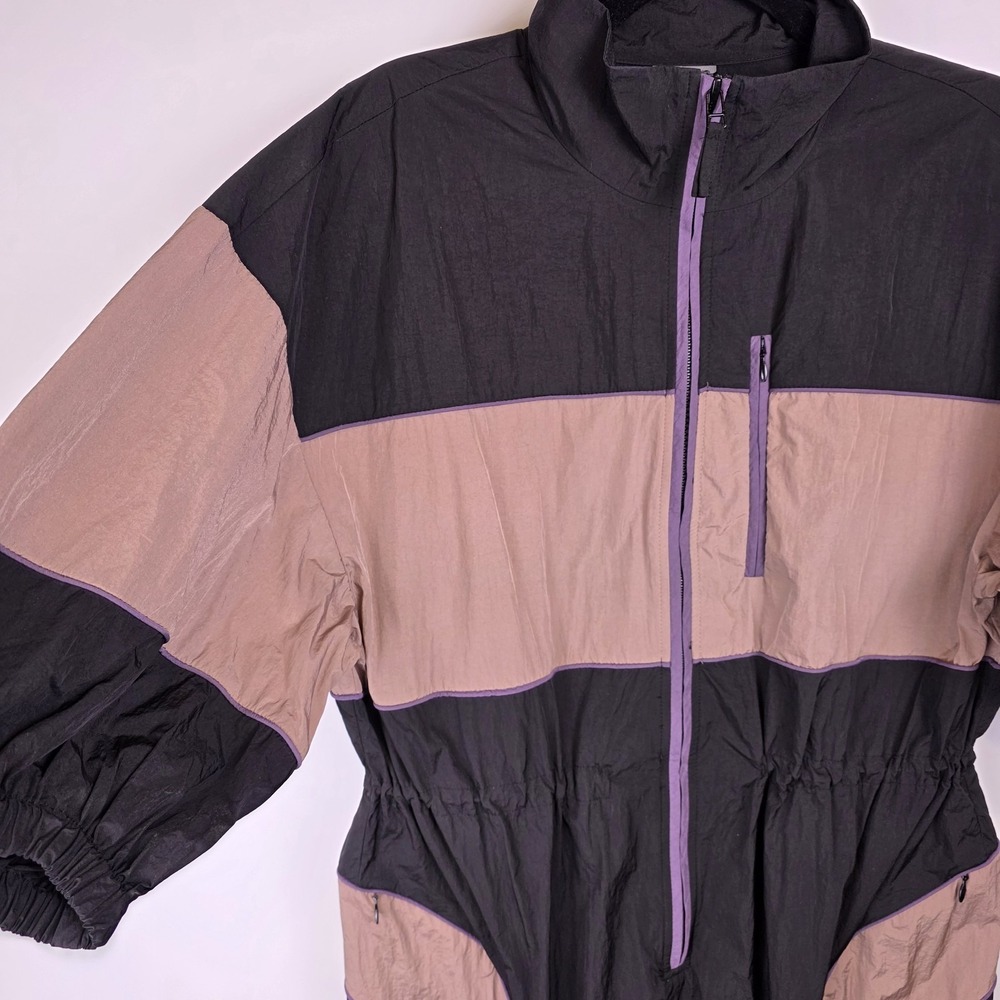 Sweaty Betty Colorblock Nylon Jumpsuit 10 Night Black Windbreaker Athleisure - Picture 4 of 6